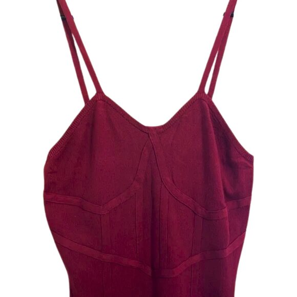 NWT Cider Womens Corset Sweater Midi Red Burgundy Garnet Dress - Picture 3 of 5